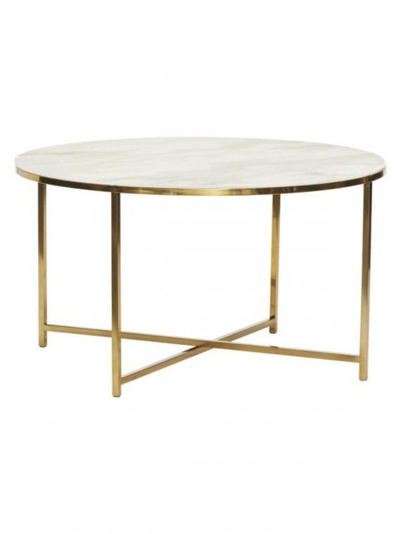 White marble and brass effect coffee table, Ribe Hubsch