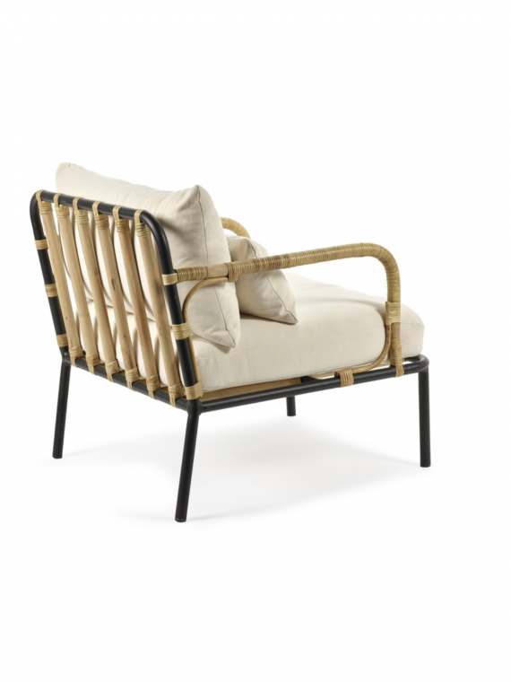 White outdoor armchair in rattan and metal, Capizzi Serax