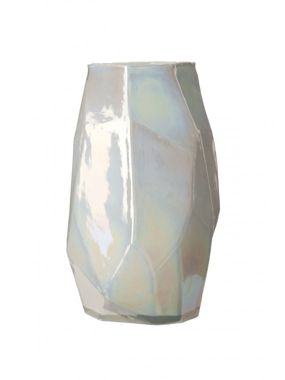 White graphic luster vase, Wieki pols potten