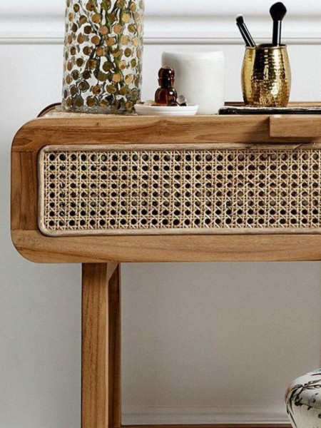 Nordal Console in teak and natural rattan, Lani