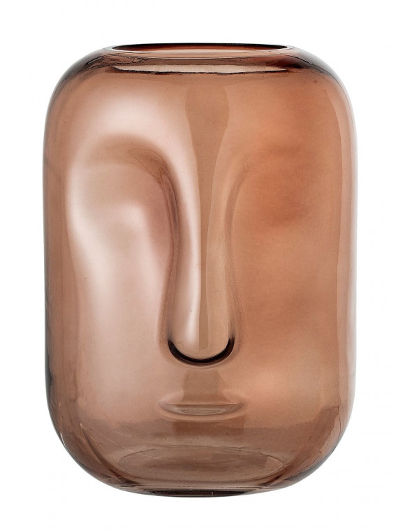 Vase moai en verre brun Amida Bloomingville