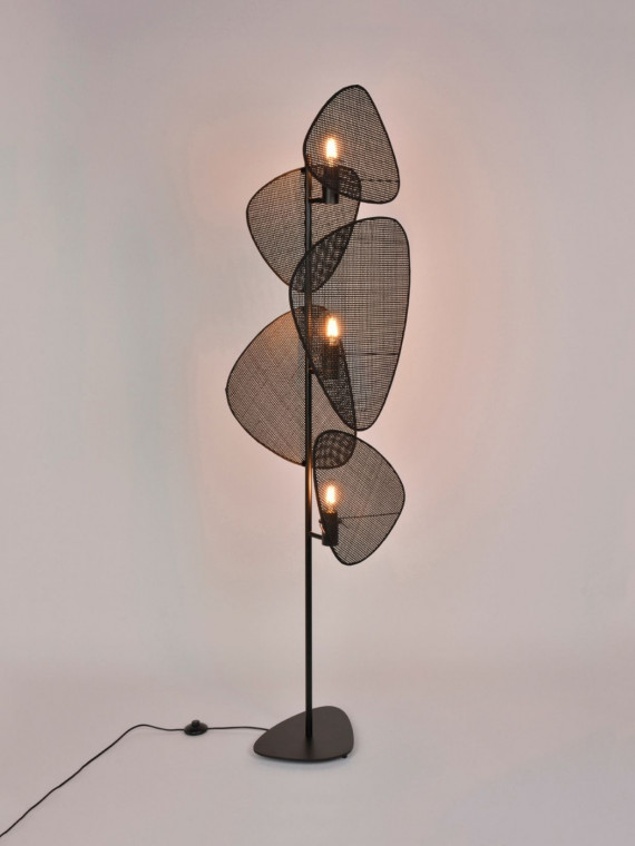 Market set black Screen Rattan floor lamp