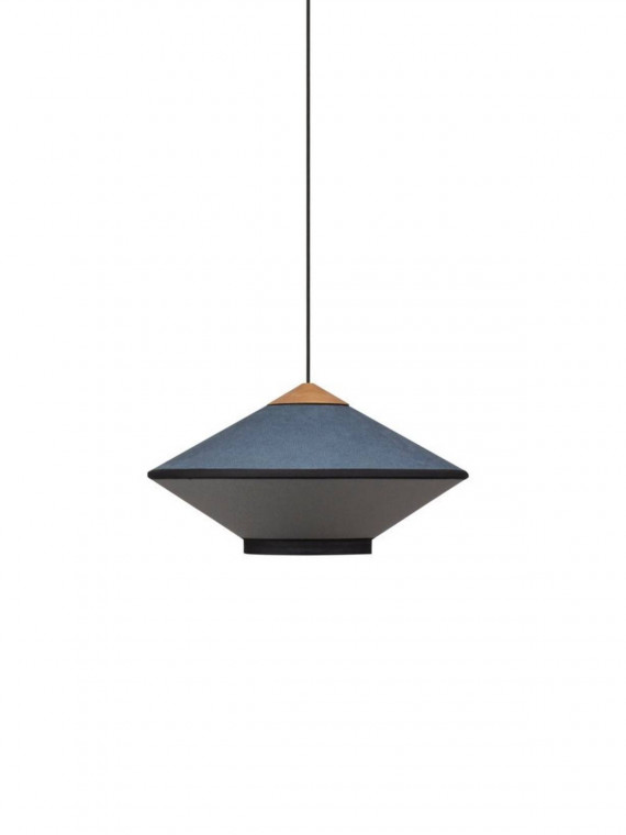 Velvet and bamboo pendant lamp Cymbal small midnite blue
