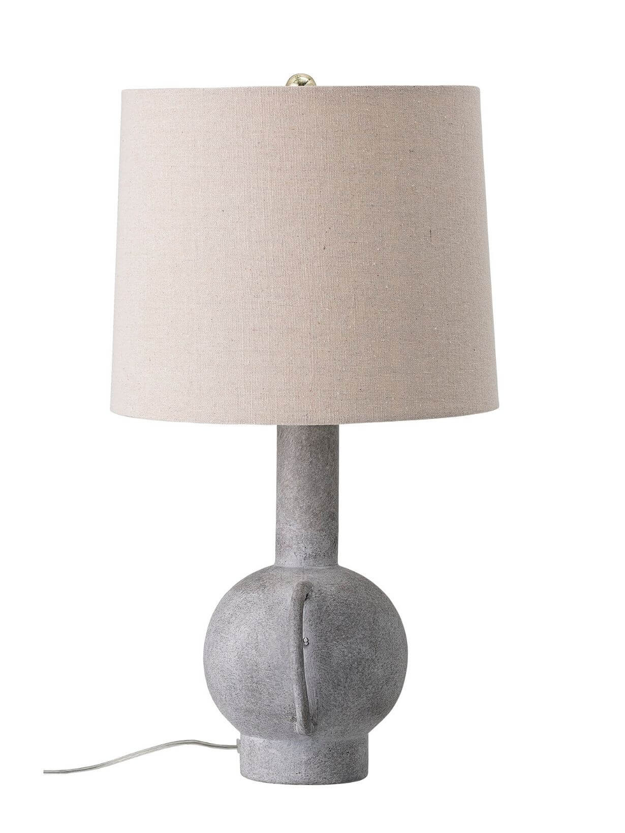 Lampe Bloomingville Kean en terre cuite grise et abat-jour en lin beige