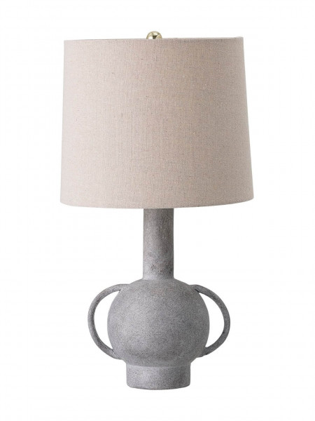 Bloomingville mean Grey terracotta lamp with beige linen shade