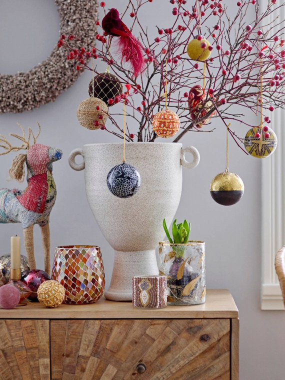 Ensemble de 3 ornements colorés, Siwa Bloomingville boules de Noël