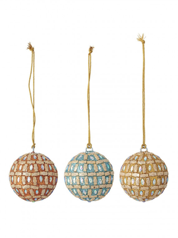 Set of 3 coloured ornaments, Siwa Bloomingville christmas balls