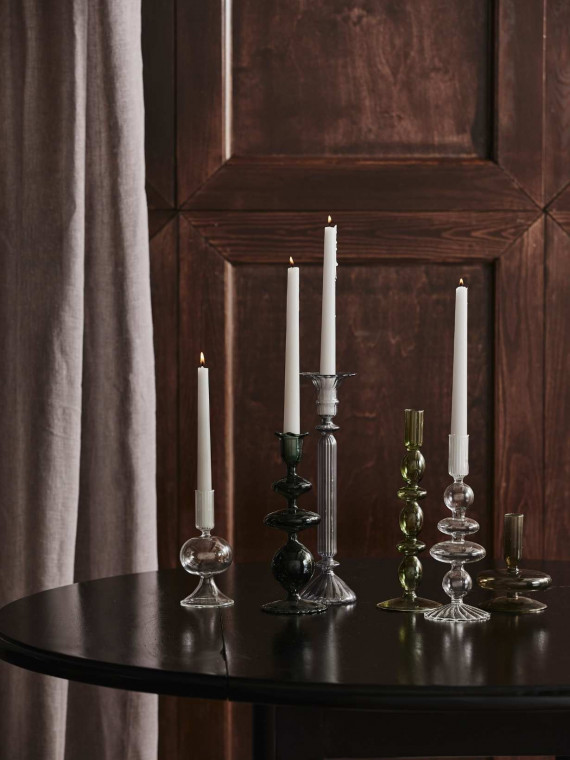 Candlestick in black smoked glass, Eriska Nordal