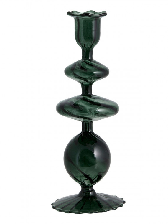Candleholder in dark green glass, Eriska Nordal