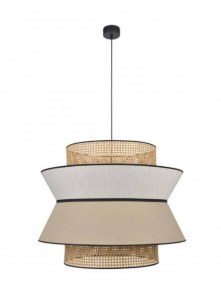 Pendant lamp in washed linen and rattan wickerwork, Singapore Nude XL and XXL Market Set