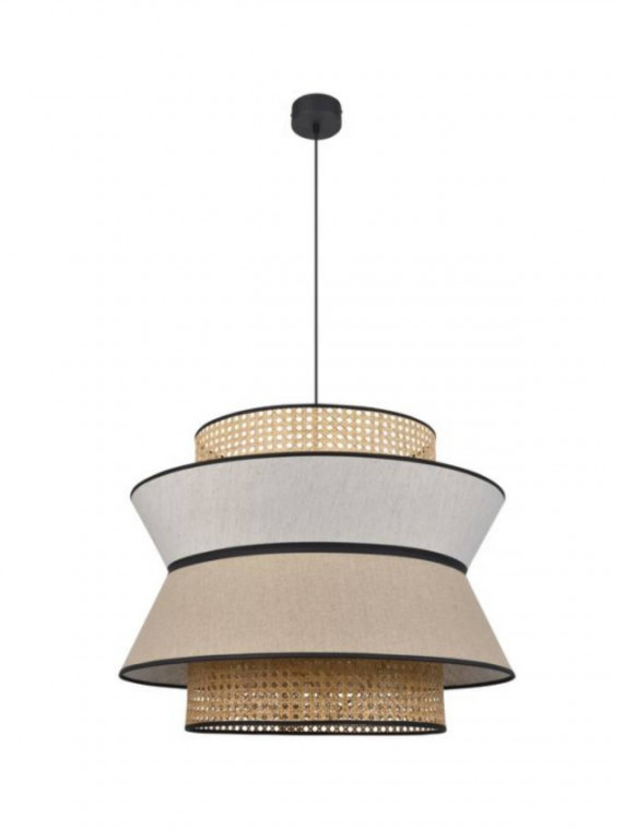 Pendant lamp in washed linen and rattan wickerwork, Singapore Nude XL and XXL Market Set