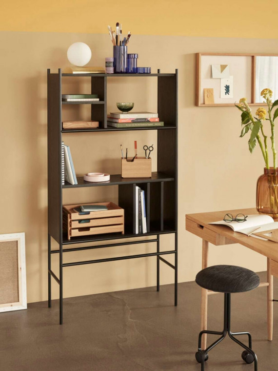 Metal and wood shelf unit with various shelves, Evan - Hübsch