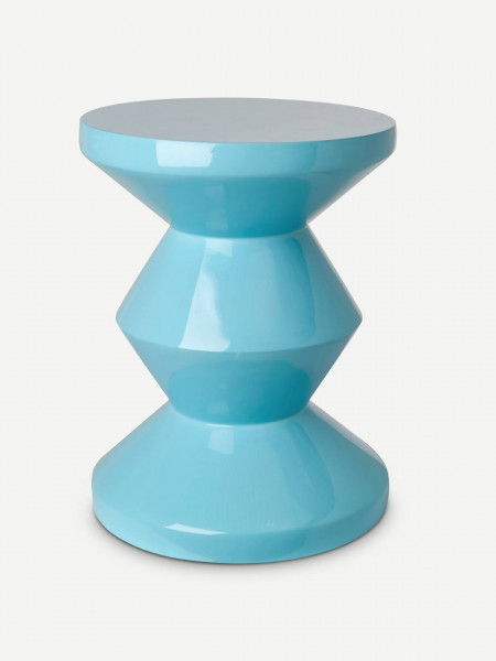Blue lacquered stool, Zig Zag pols potten