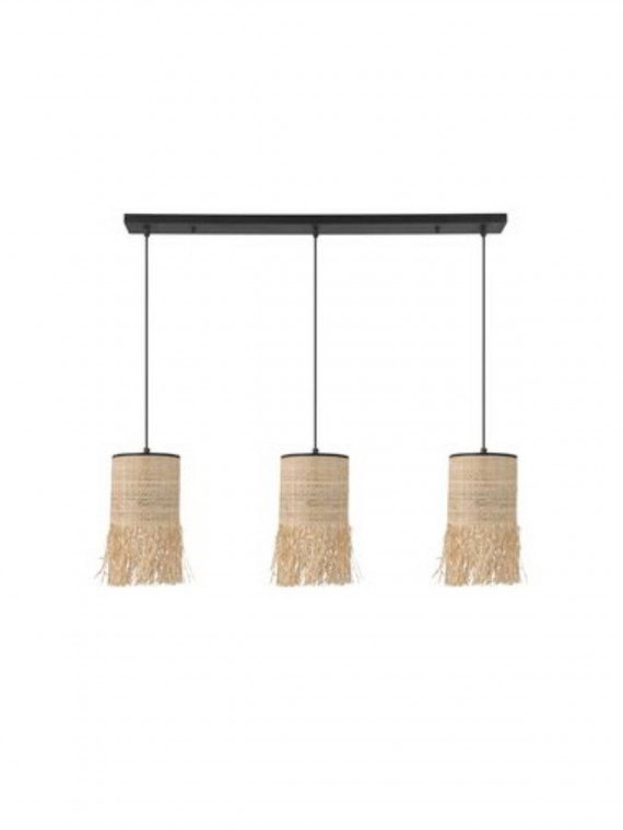 Hanging lamp in raffia and bana, Formentera 3L Market Set