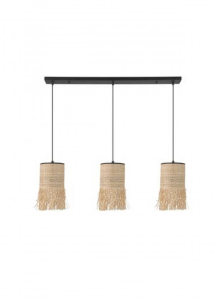 Hanging lamp in raffia and bana, Formentera 3L Market Set