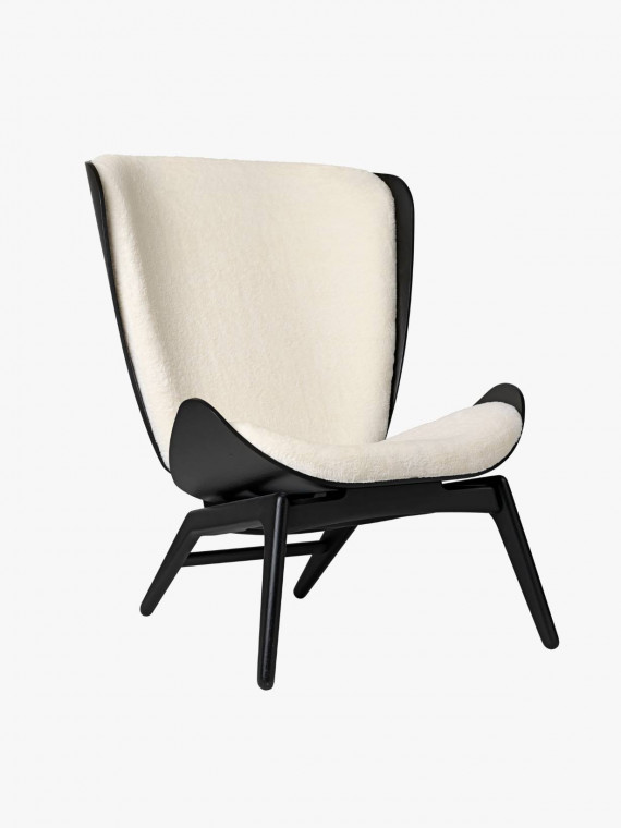 White fabric oak armchair, The Reader Umage