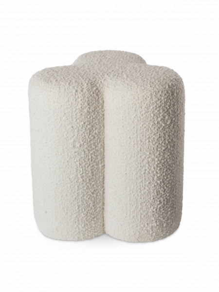 Clover stool in white curly fabric Pols Potten