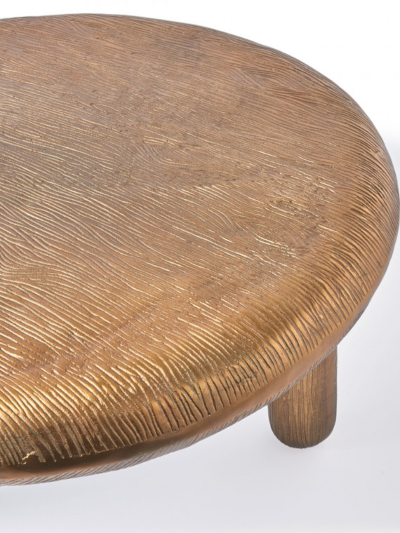 Gold-plated ribbed aluminium coffee table, Thick Disk Pols Potten