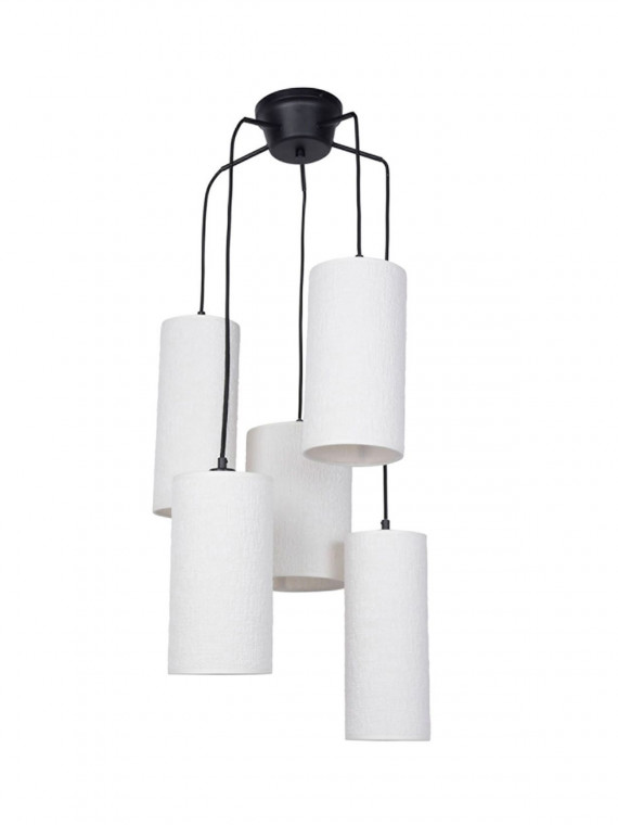 Hanging lamp Grappe in metal and fabric 5 lights Cosiness 5L Market Set