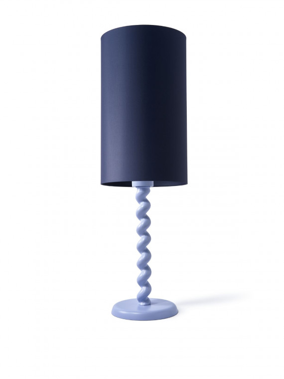 Grande lampe Twister avec pied mauve et abat-jour bleu foncé Pols Potten