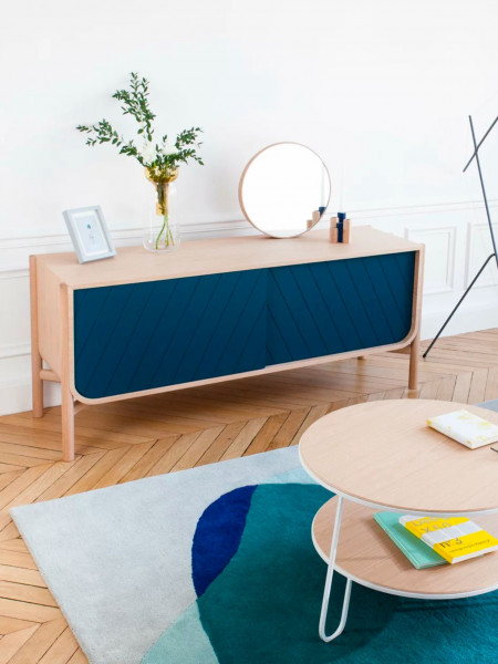 Natural oak buffet petrol blue 155cm Marius Hartô
