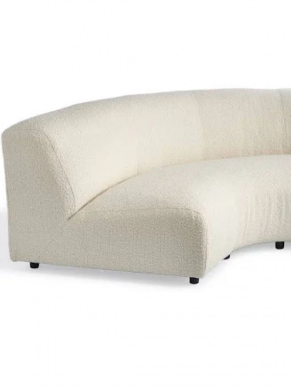 Quarter sofa in white bouclette fabric, Module Boucle Pols Potten
