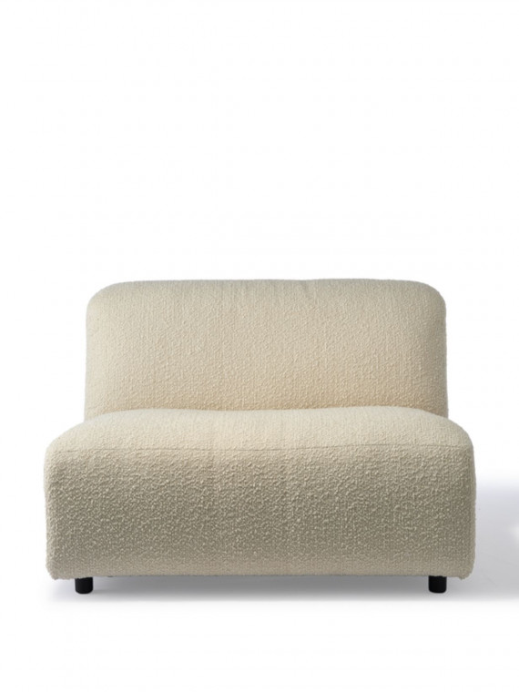 Sofa right in white bouclette fabric, Module Boucle Pols Potten