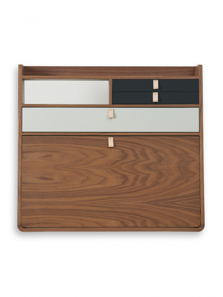 Walnut wall desk with brushed brass drawer, Gaston 60 cm Hartô