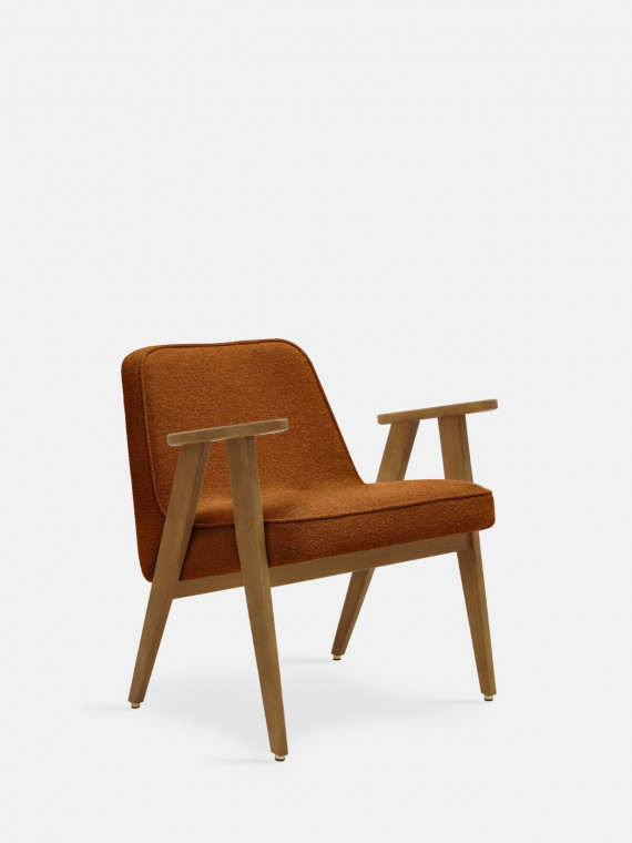 Fauteuil 366 Concept en chêne massif et tissu bouclette sierra