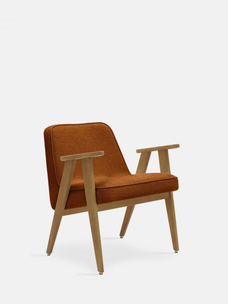 366 Concept Armchair in solid oak and Sierra Boucle Fabric