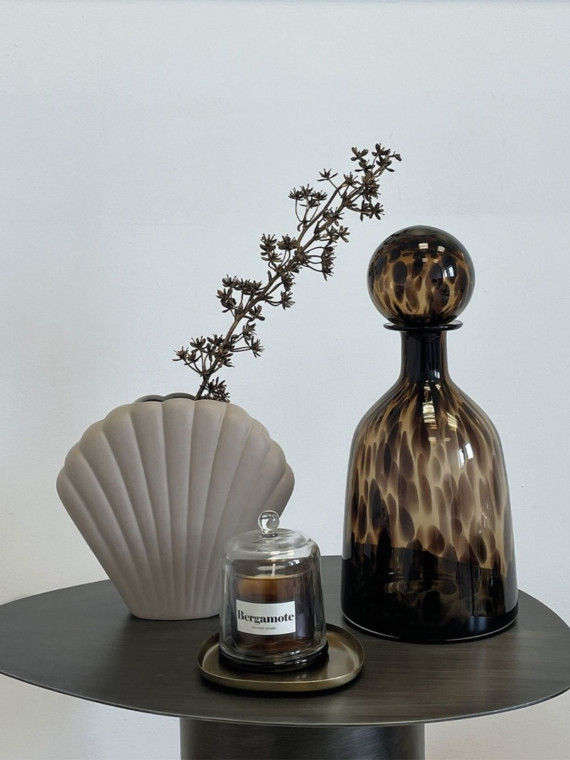 Objet Vase Coki en céramique coquillage gris clair