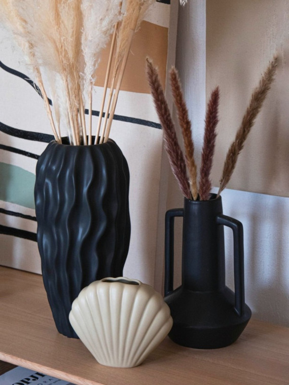Objet Vase Coki en céramique coquillage gris clair