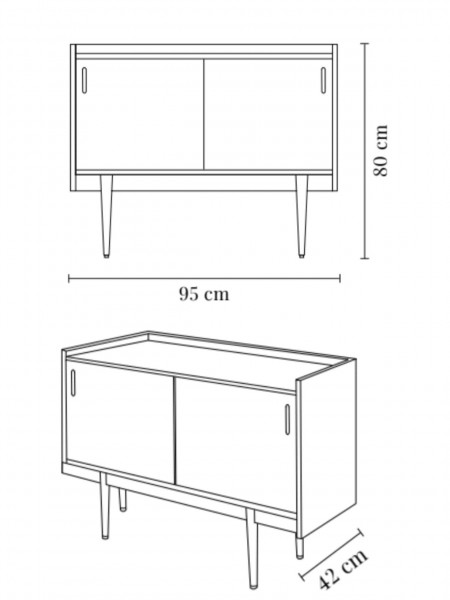 366 Concept Oak small sideboard with 2 shelves Series 1050