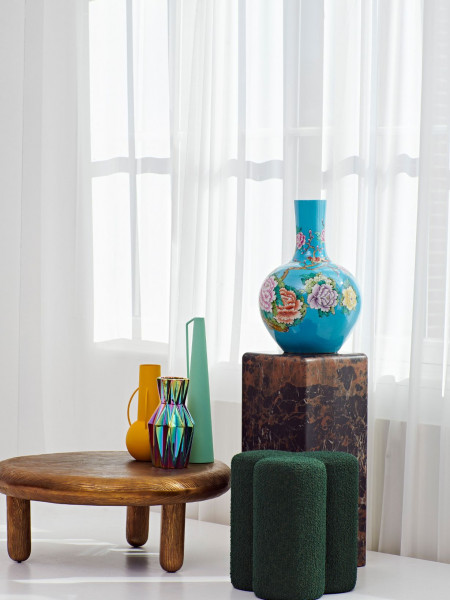 Tabouret Clover en tissu bouclé vert Pols Potten