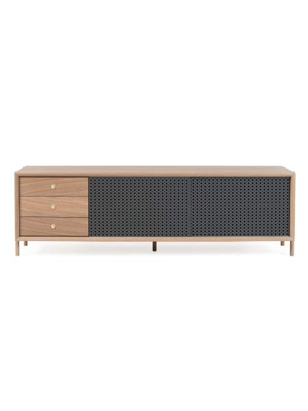 Harto Gabin oak sideboard with 3 drawers slate grey