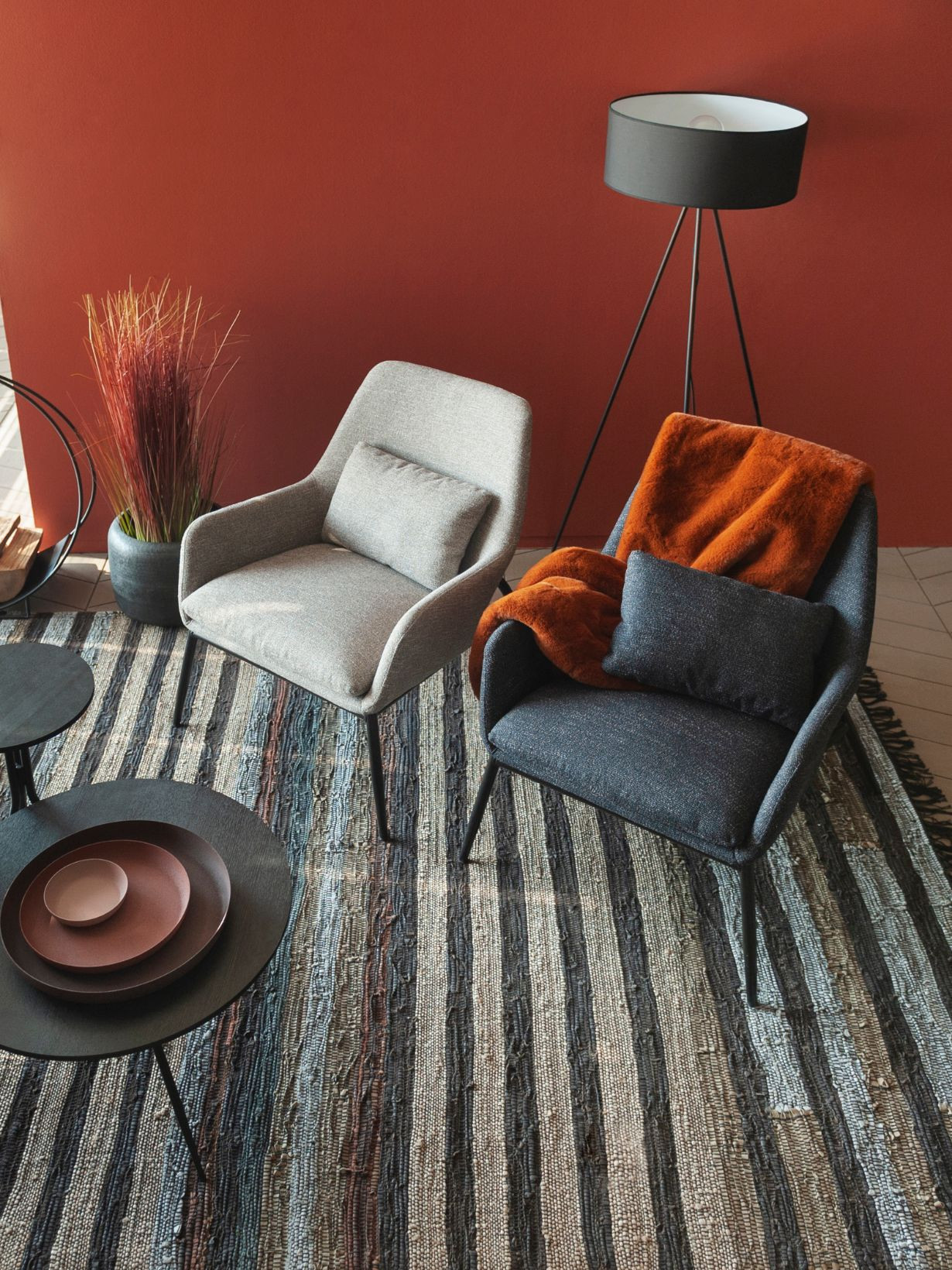 Pomax Hailey Grey fabric and metal armchair