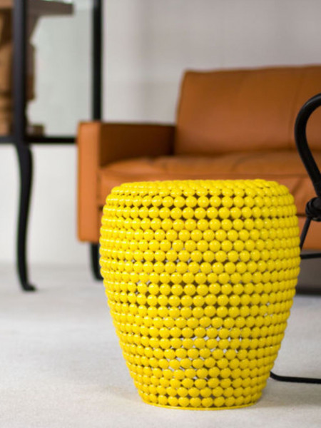 Pols Potten Yellow metal dot stool