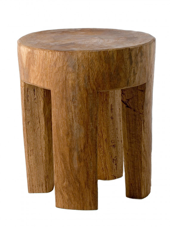 Pols Potten Round wooden stool with four square legs