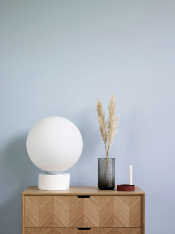Hübsch Lampe à poser en verre et marbre, Sphere blanche