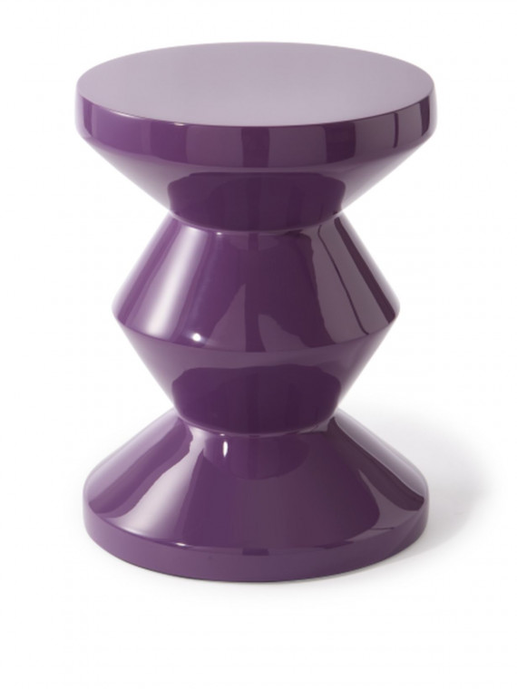 Pols Potten dark purple lacquered polyester stool Zig Zag