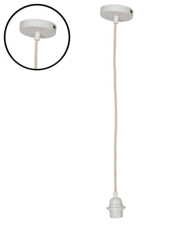 Opjet, White socket pendant with white cotton cable