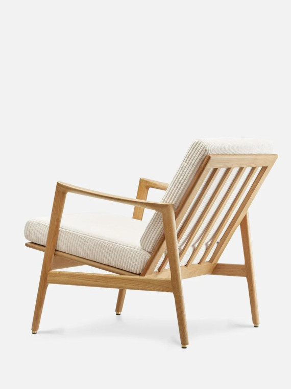 Stefan solid oak armchair with cream cord fabric