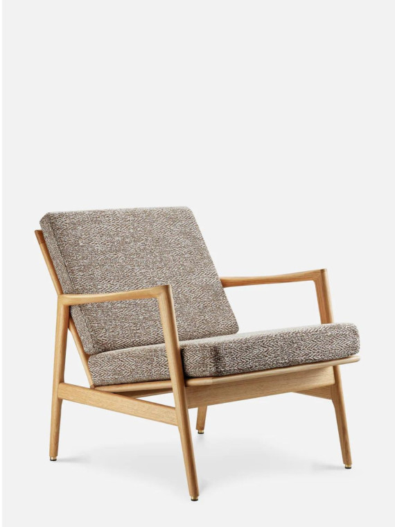 Stefan oak armchair, brown fabric