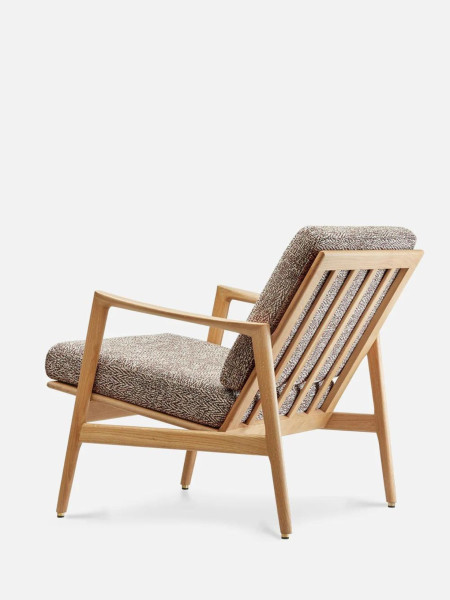 Stefan oak armchair, brown fabric