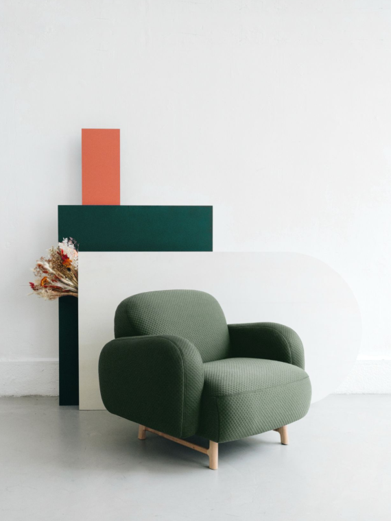 Auguste armchair in cactus green fabric from the harto collection