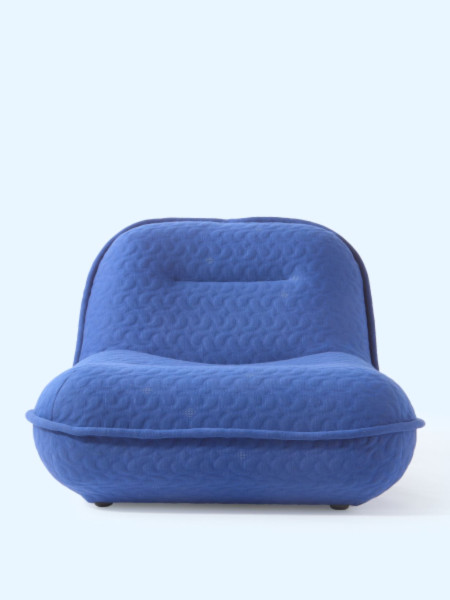 pols potten Lounge chair in blue fabric, Puff