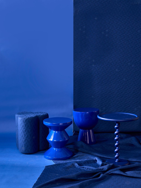 Pols Potten Clover blue fabric stool
