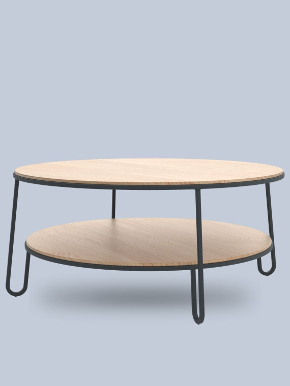 Eugénie Harto slate grey oak and metal coffee table Size S (70)
