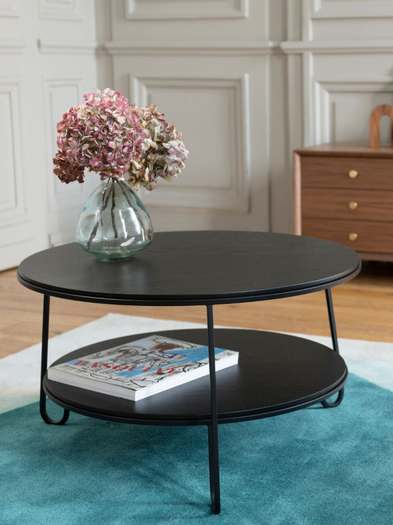 Eugénie Harto light oak and black metal coffee table Size S (70)