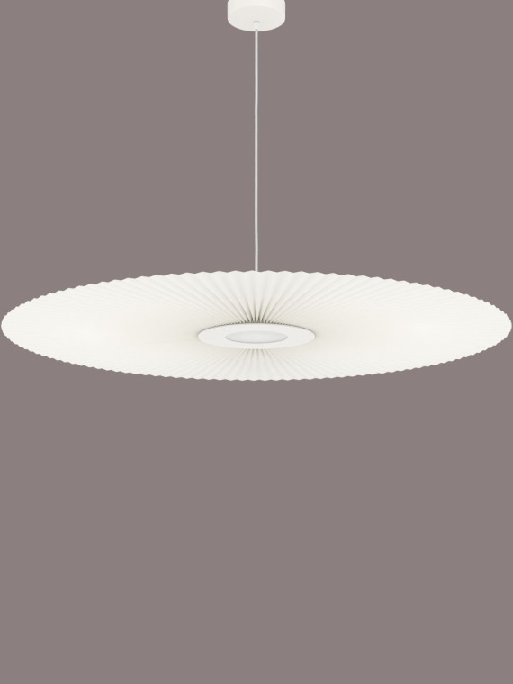 White Pendant lamp in pleated fabric, Carmen Ø120cm